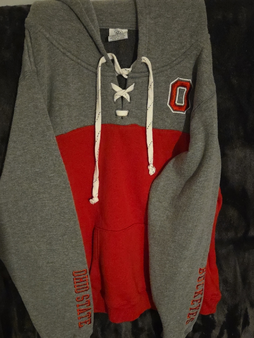 Ohio State Gray and Red Hooded Pullover Sweater